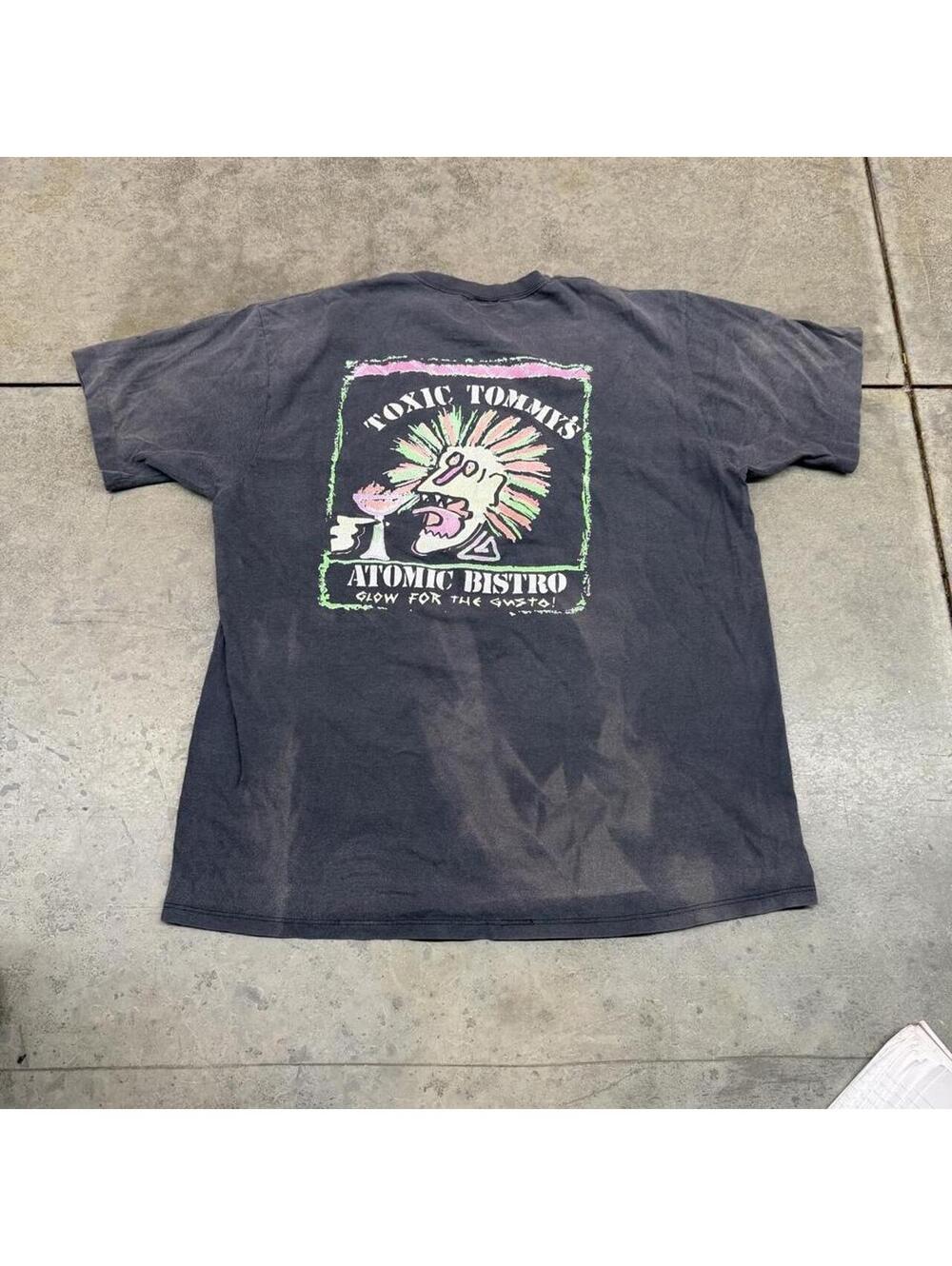 vintage toxic tommys faded black atomic bistro alcohol art made in usa shirt
